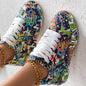 Round-Toe Thick-Sole Lace-Up Sneakers — Women’s Casual Print Shoes FitiqueFit