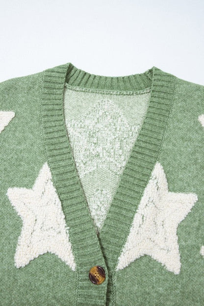 Star Sherpa Textured Buttoned Sweater Cardigan Shop Style & More | Fresh Looks, Everyday Deals & Free Shipping