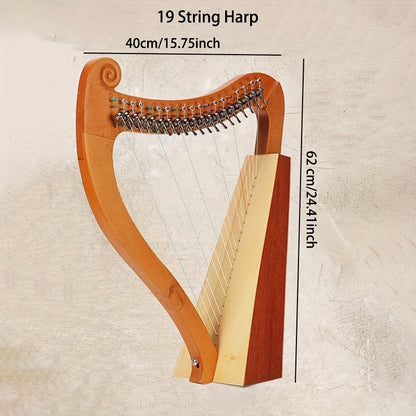 19 String 15 String Lyre Harp Mahogany Solid Wooden High Quality Portable Musical Instrument Stringed Instrument with Tuning Wrench Eid Al-Adha Mubarak NovaCart
