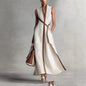 Women's Patchwork Cardigan & Wide Leg Pants Set | Colorblock Linen FitiqueFit
