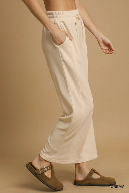 Umgee Drawstring Wide Leg Pants West2East Surf