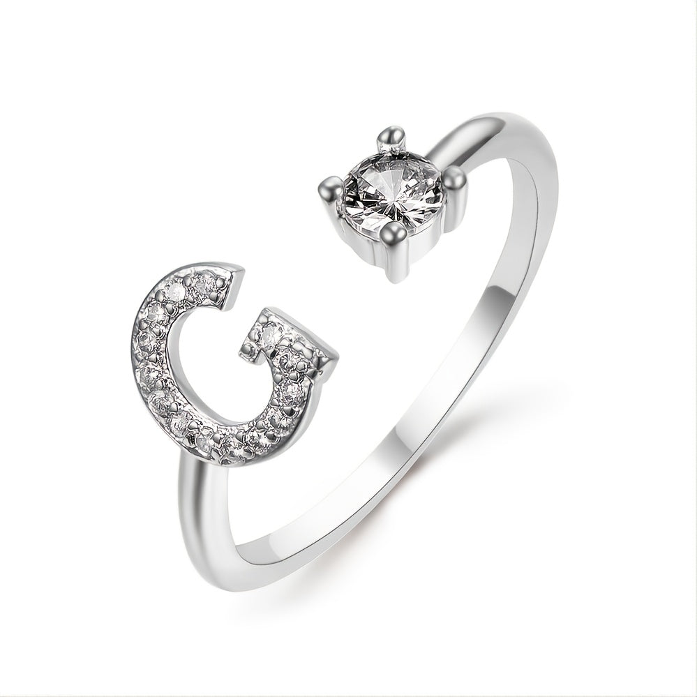 Popular Fashion Silvery AZ Letter Ring Initials Wedding Love Couple Rings Bridesmaid Gift NovaCart