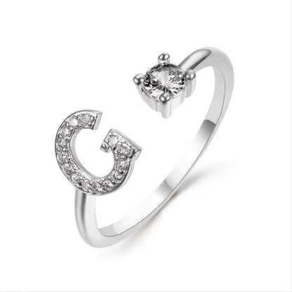 Popular Fashion Silvery AZ Letter Ring Initials Wedding Love Couple Rings Bridesmaid Gift NovaCart