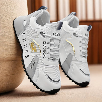 Golden Accent Mesh Sneakers Breathable Light Customizable