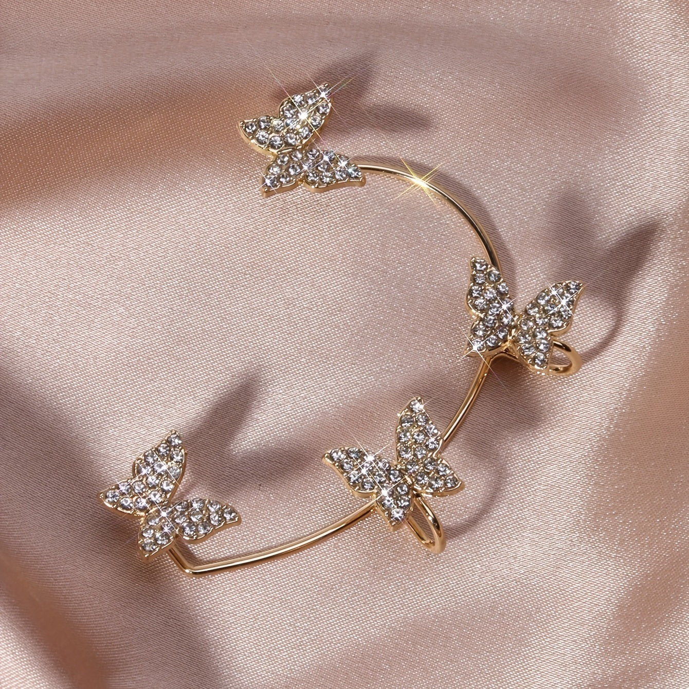 French-style Golden Sparkling Butterfly Luxury Butterfly Earrings NovaCart