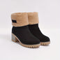 Women's Warm Faux Fur Lined Boots, Slip On Block Heeled Ankle Boots, Women's Footwear NovaCart