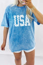 USA Star Print Acid Wash T-Shirt New Era Fashion LLc