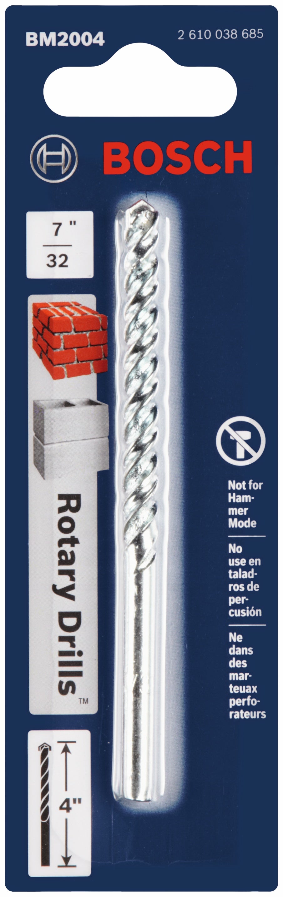 BOSCH BM2004 7/32 In. X 2 In. X 4 In. Fast Spiral Rotary Masonry Drill Bit VM Hardware