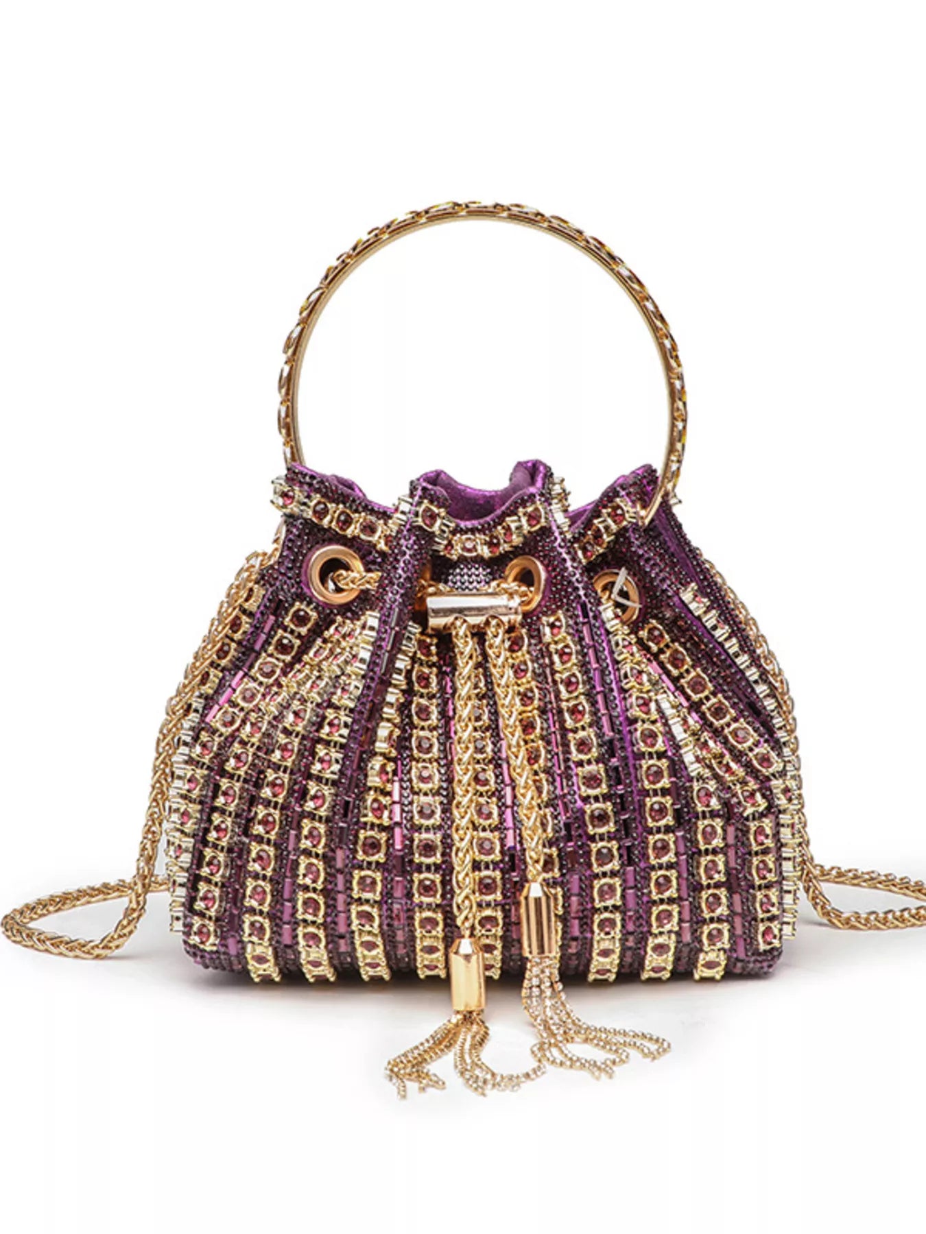 Rhinestone Embellished Bucket Crossbody Bag New Era Fashion LLc