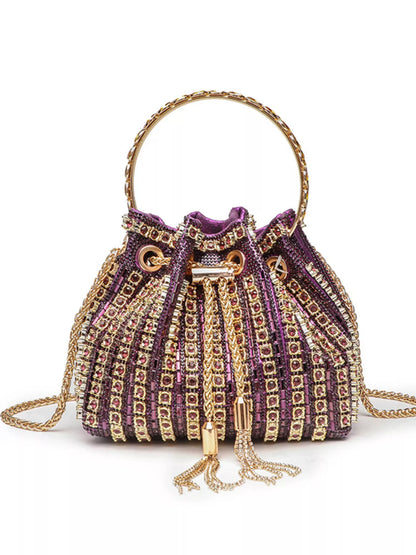 Rhinestone Embellished Bucket Crossbody Bag New Era Fashion LLc