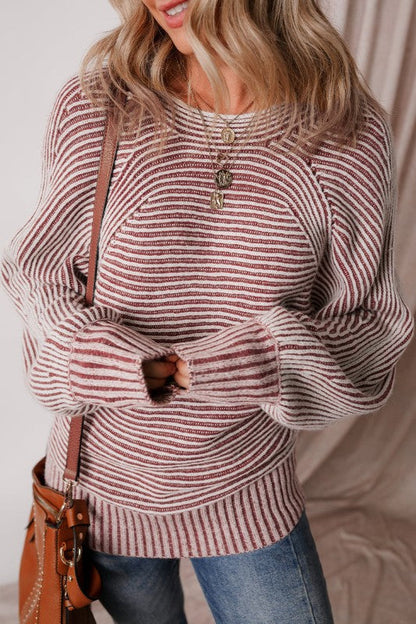 Stripe Ribbed Knit Boat Neck Sweater Shop Style & More | Fresh Looks, Everyday Deals & Free Shipping