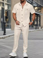 Men's Full Size Casual Short Sleeve Shirt and Pants Set Plus Size New Era Fashion LLc