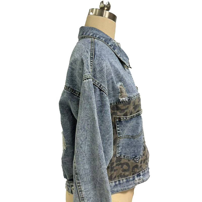 Women's Cropped Distressed Denim Jacket FitiqueFit