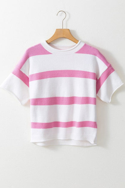 Stripe Knit Dropped Short Sleeve Sweater Shop Style & More | Fresh Looks, Everyday Deals & Free Shipping