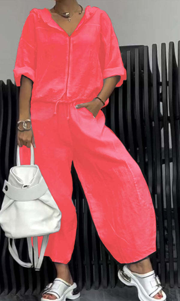 Women’s Cotton Linen Long Sleeve Top and Pants Set FitiqueFit