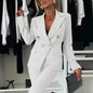 Double-Breasted Lapel Blazer & Zip-Up Trousers Suit FitiqueFit