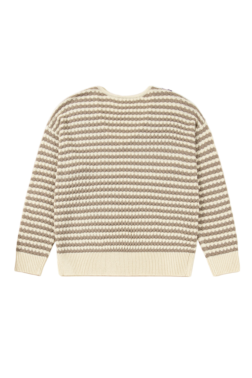Khaki Stripe Plus Size V Neck Drop Shoulder Sweater Garden Naked Curves