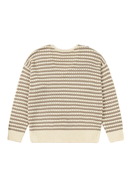 Khaki Stripe Plus Size V Neck Drop Shoulder Sweater Garden Naked Curves