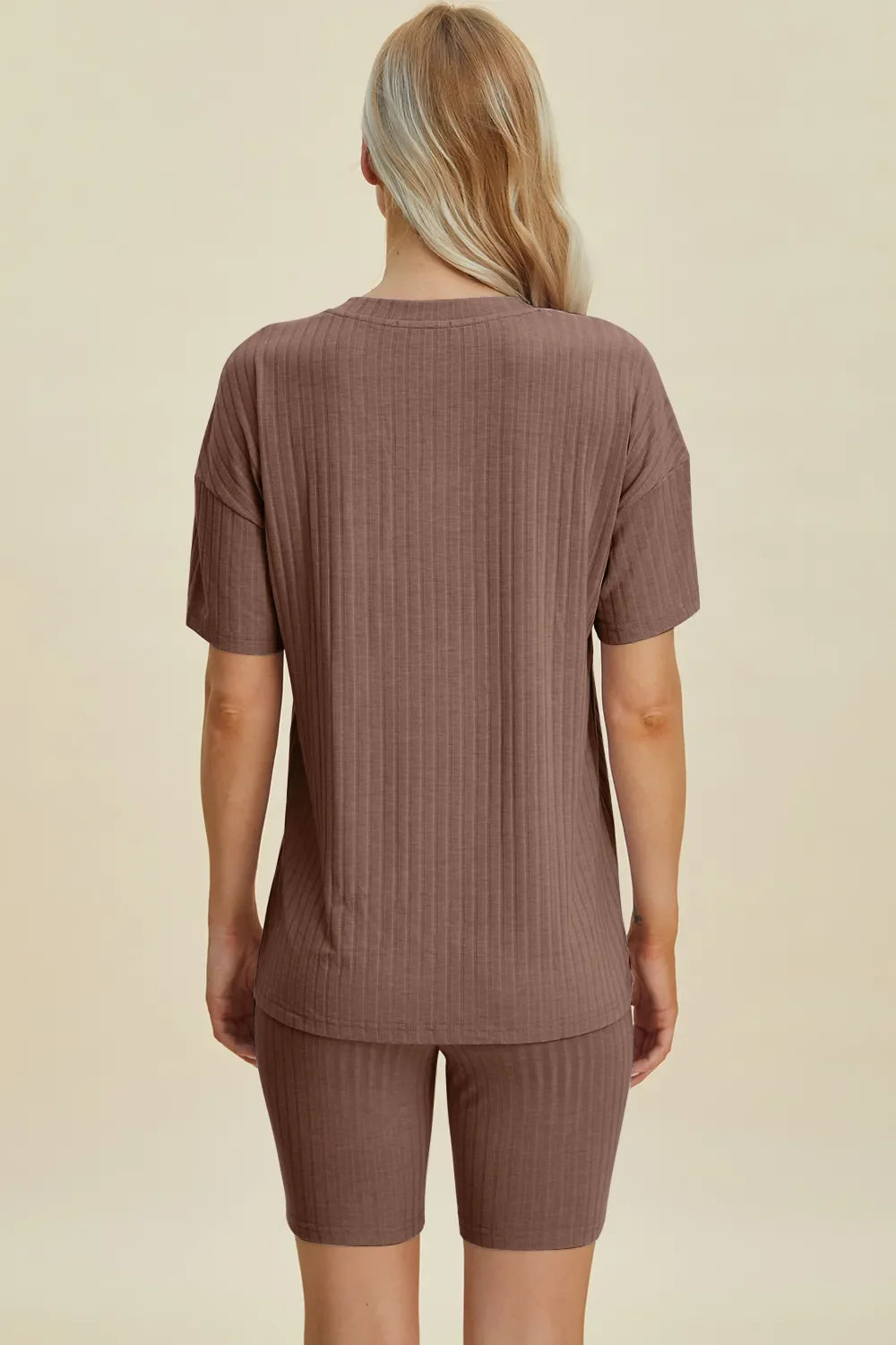 Basic Bae Full Size Ribbed V-Neck Short Sleeve Top and Shorts Set New Era Fashion LLc