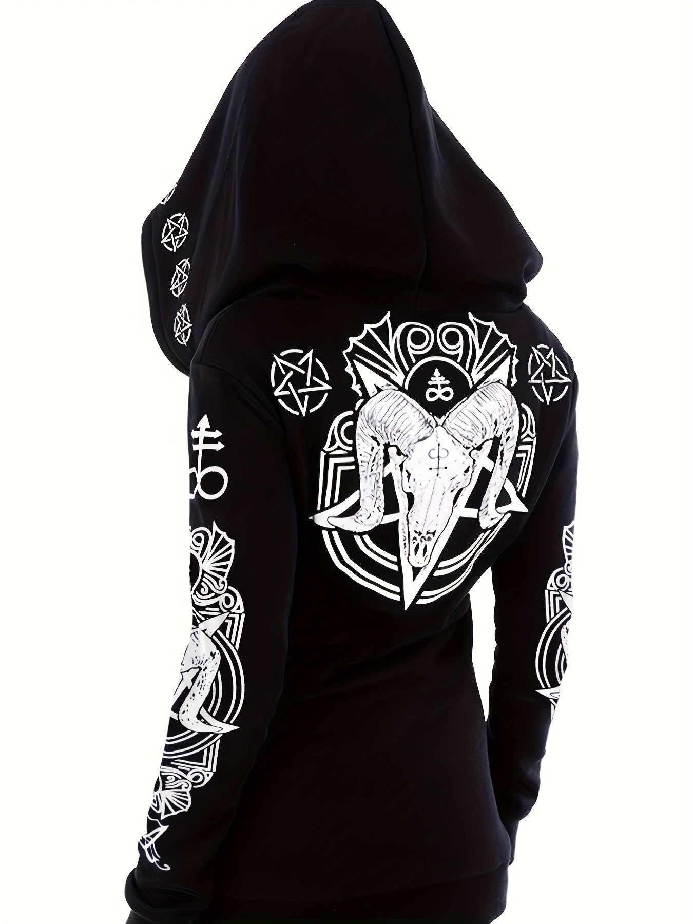 Women's Fashion Punk Style Geometric Print Zipper Sweatshirt NovaCart
