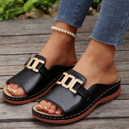 Chain Wedge Platform Peep-Toe Sandals – 5 Colors EU 36–45 FitiqueFit