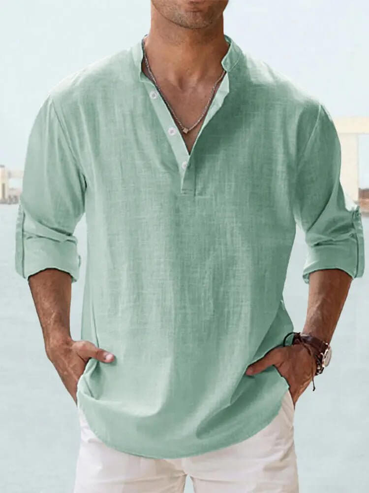 Men's Cotton Linen Long Sleeve Casual Shirt  Loose Tops SnagBag
