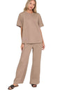 Zenana Scuba Curbed Hem Top & Pants Set West2East Surf