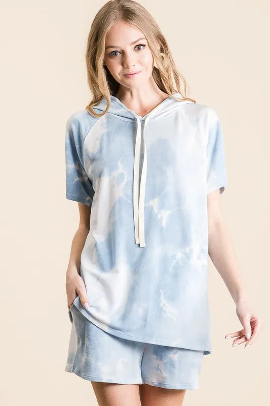 BiBi Tie Dye French Terry Hoodie Top and Bottom Set West2East Surf