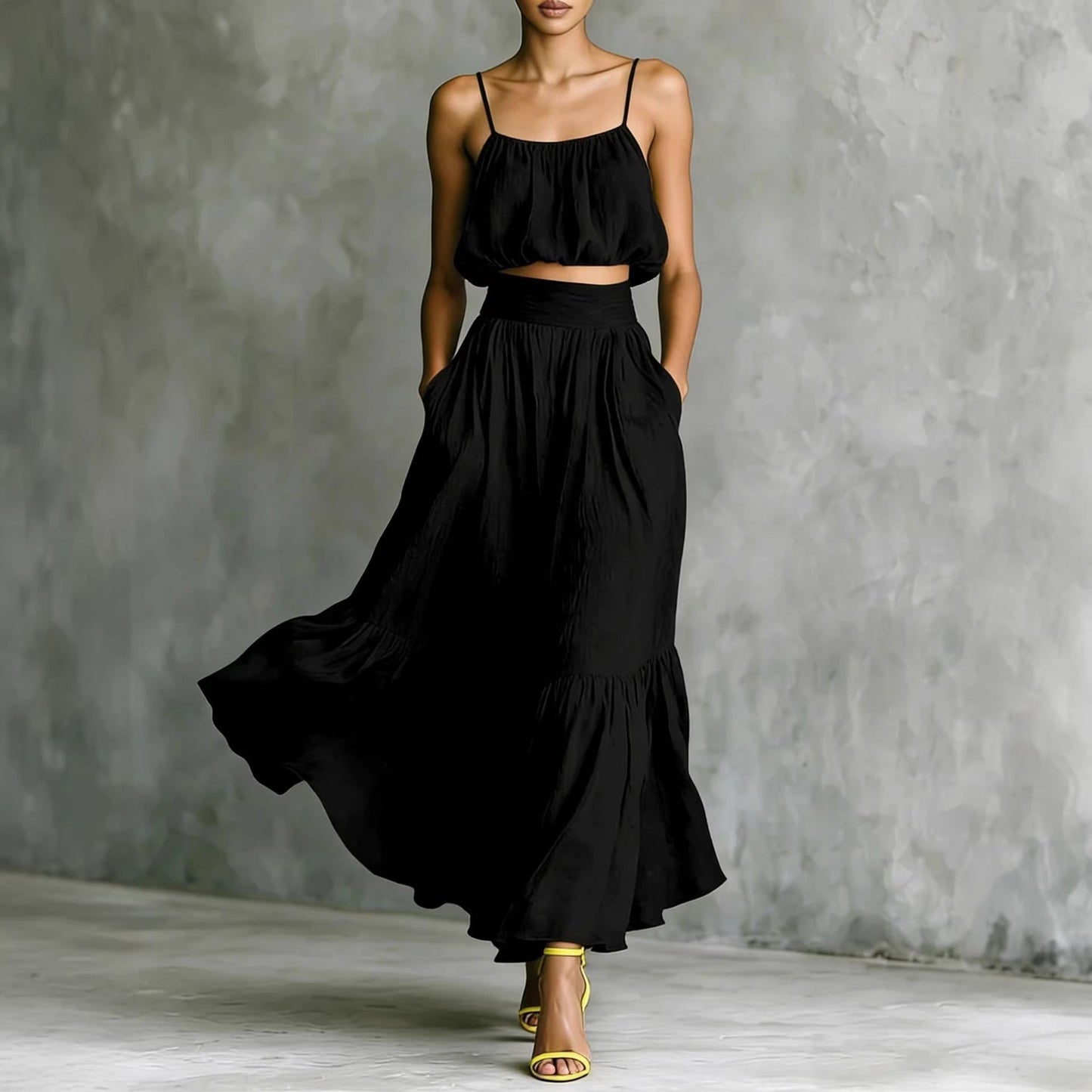 Women’s Two-Piece Flared Skirt Set – High-Waist Elegant Outfit FitiqueFit