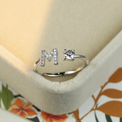 Popular Fashion Silvery AZ Letter Ring Initials Wedding Love Couple Rings Bridesmaid Gift NovaCart