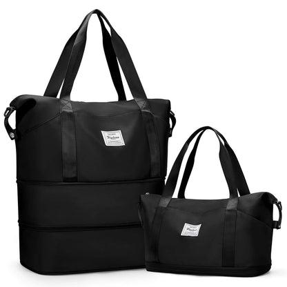 Waterproof Expandable Travel Duffle Bag for Men and Women - Black SnagBag