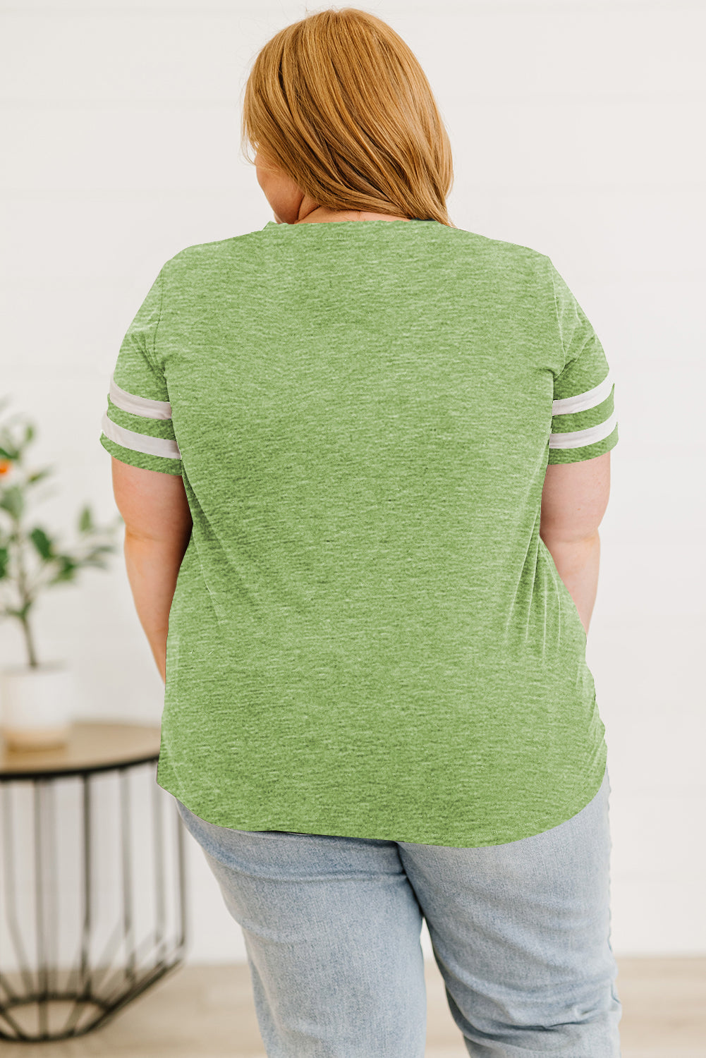 Plus Size Striped V-Neck Tee Shirt See size chart under “more details” The Fashion Celestial