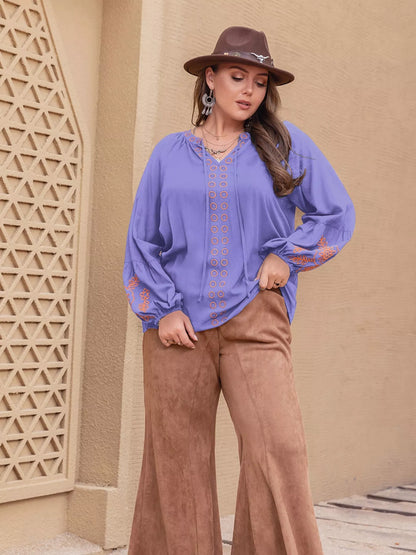 Plus Size Boho Embroidered Long Sleeve Blouse See size chart under “more details” The Fashion Celestial