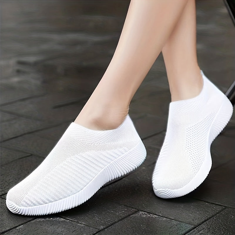 Women'S Lightweight Slip-On Sneakers, Solid Color Fabric Upper, Round Toe, MD Sole, Low Top, All-Season Casual Shoes for Running, Fitness, Dance, Walking, Travel NovaCart