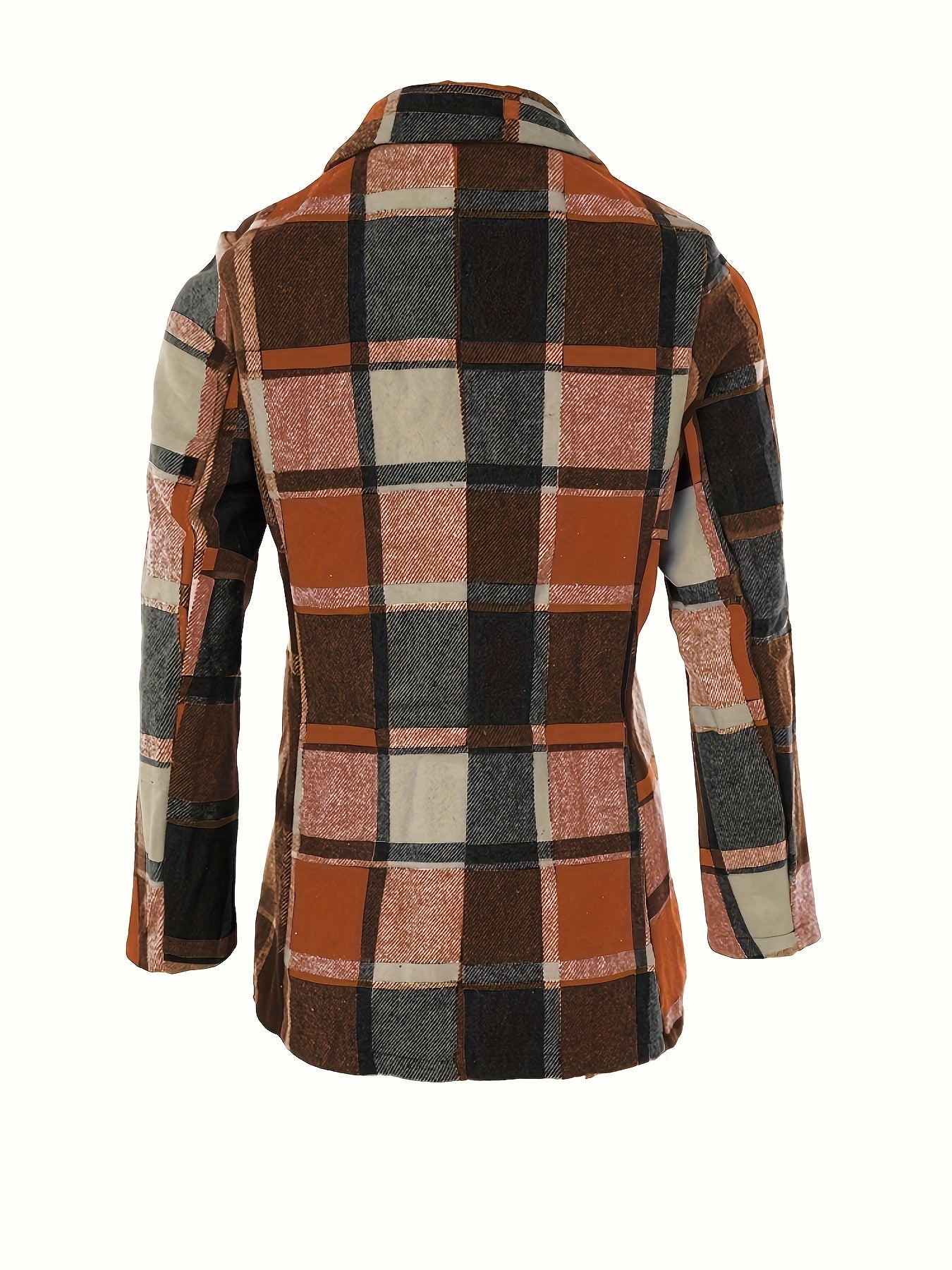Fashion Plaid Button Down Long Sleeve Lapel Coat - Women's Winter Blazer - Classic Plaid Pattern & Button Closure - For Women - Perfect for Fall & Winter - Ideal Gift for Fashionable Women NovaCart