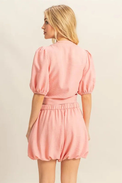 HYFVE Front Tie Top and Bubble Hem Shorts West2East Surf