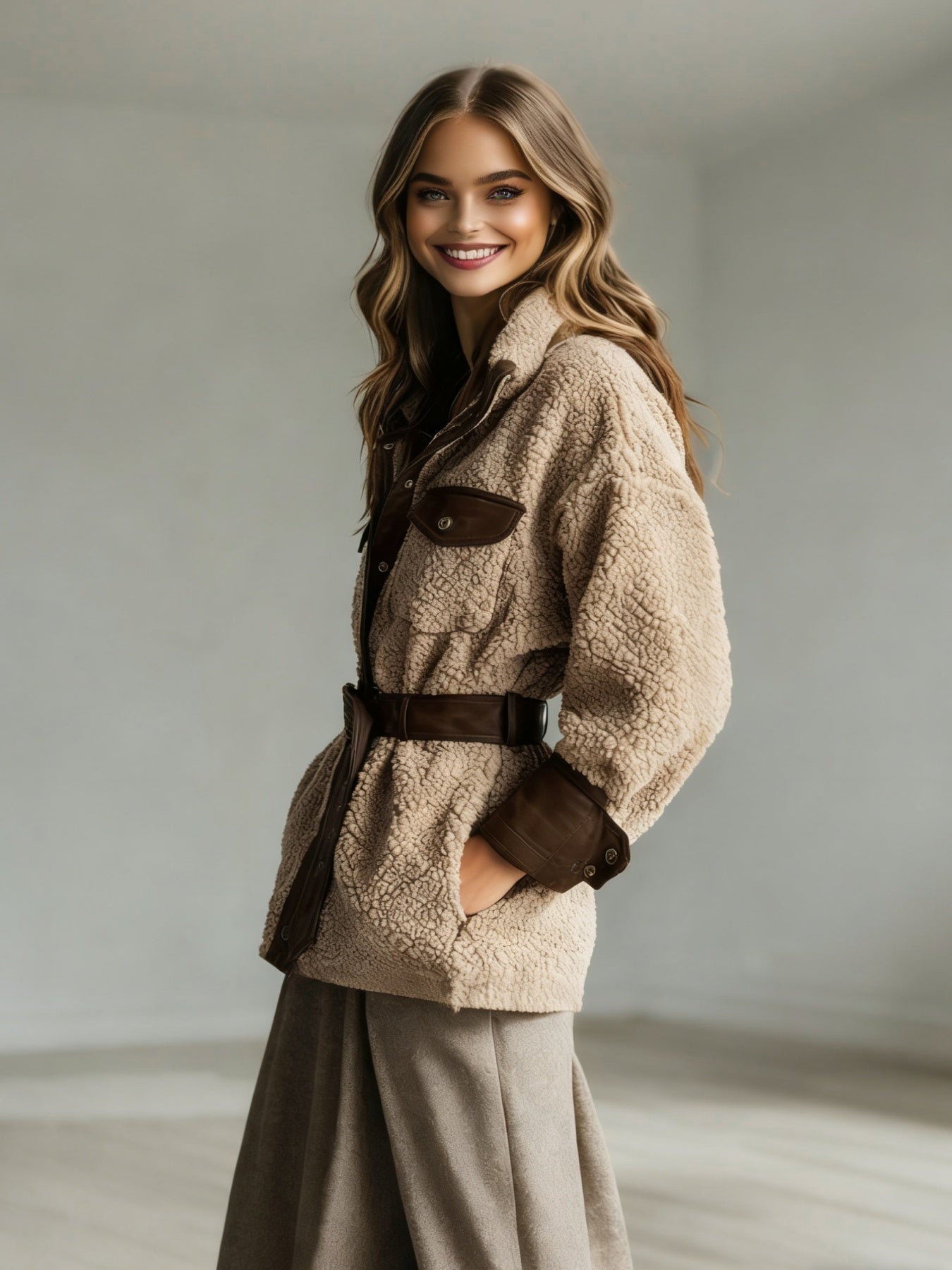 Women’s Vintage PU Leather Jacket – Lamb Fur Lined Autumn Winter Coat FitiqueFit