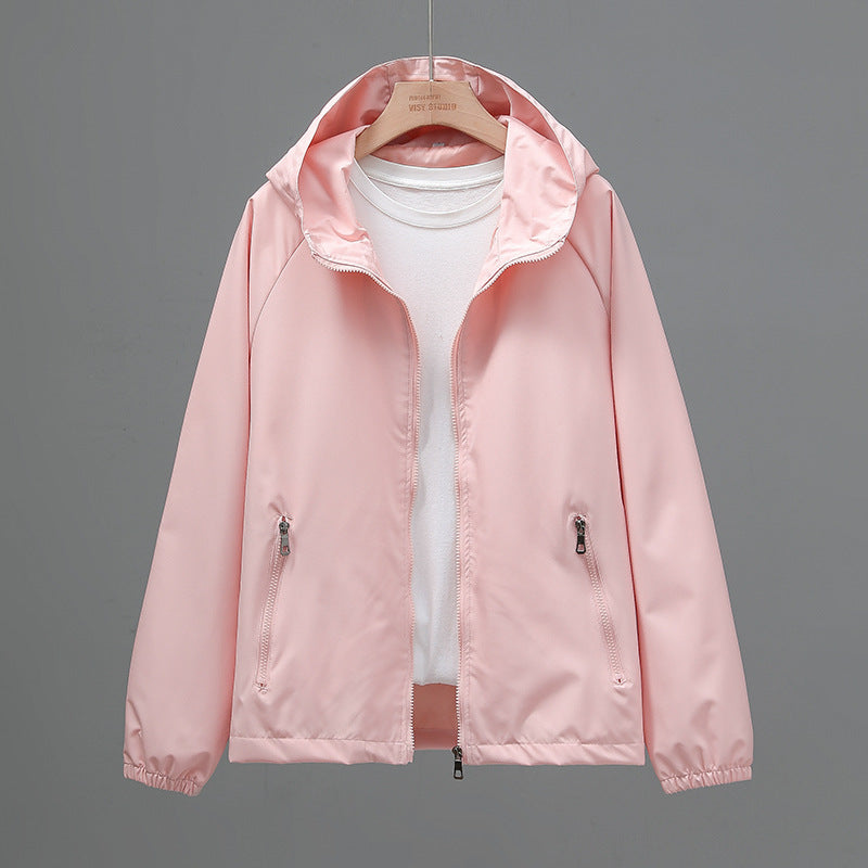 Women's Cropped Casual Loose Plus Size Hooded Thin Shell Jacket See size chart under “more details” The Fashion Celestial