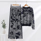 Knitting Patterns Two-piece Set Pullover Long Sleeve Sweater High Waist Wide Leg Top Suit Grayceful LLC