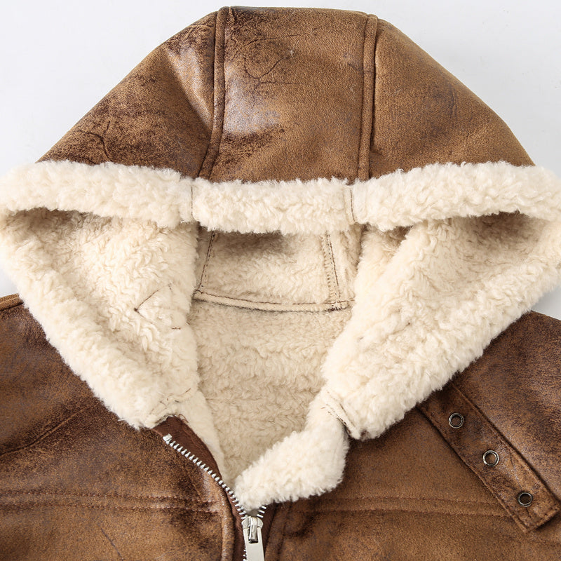 Men's Faux Fur-Lined Hooded Vest, Thickened and -Lined, Fashionable Windproof and Warm Outer Jacket for Men NovaCart