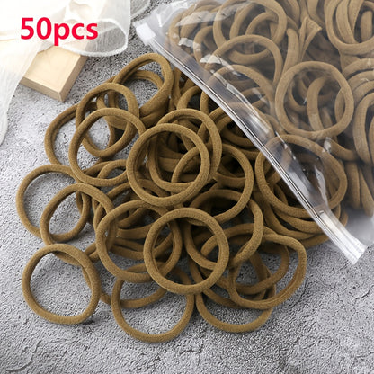 50pcs/Set Women   Basic Hair Bands 1.57inch Simple Solid Colors Elastic Headband Hair Ropes Ties Hair Accessories Ponytail Holder NovaCart