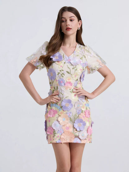 Floral Puff Sleeve Mini Dress New Era Fashion LLc