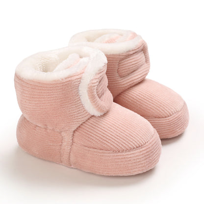 Toddler Baby Girls Booties Plus High Top Slippers Indoor Shoes Crib Shoes First Walker Shoes For Winter NovaCart
