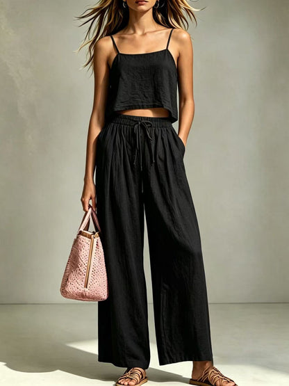 Women's Camisole & Wide-Leg Pants Two-Piece Set – Casual Summer FitiqueFit