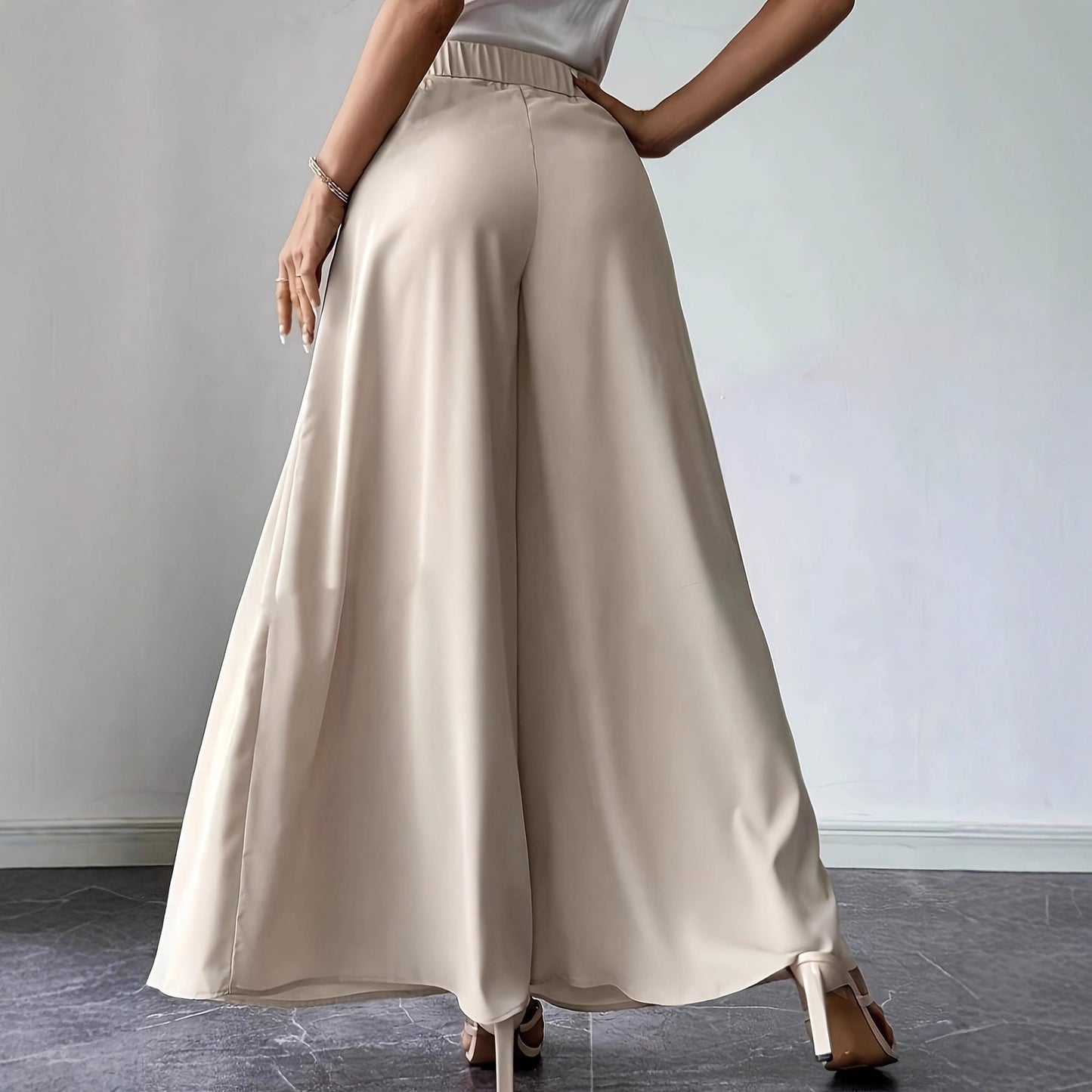 Women's High-Waist Pleated Wide-Leg Pants – Relaxed Bohemian Linen FitiqueFit