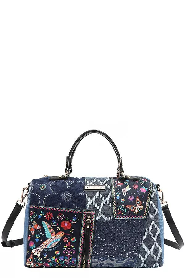 Nicole Lee USA Bosque De Amor Denim Boston Bag West2East Surf