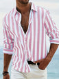 Striped Print Shirt Casual Loose Long-sleeved Shirt Men's Clothing SnagBag