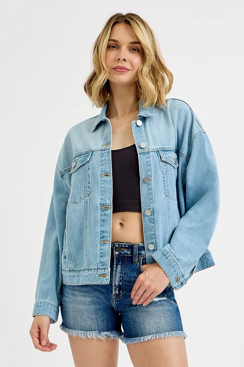 RISEN Washed Dropped Shoulder Denim Jacket West2East Surf
