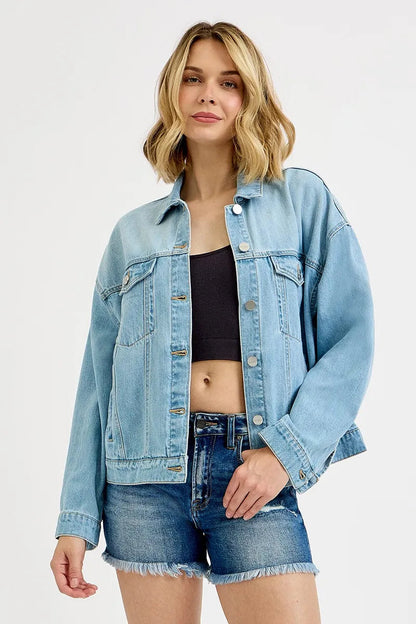 RISEN Washed Dropped Shoulder Denim Jacket West2East Surf