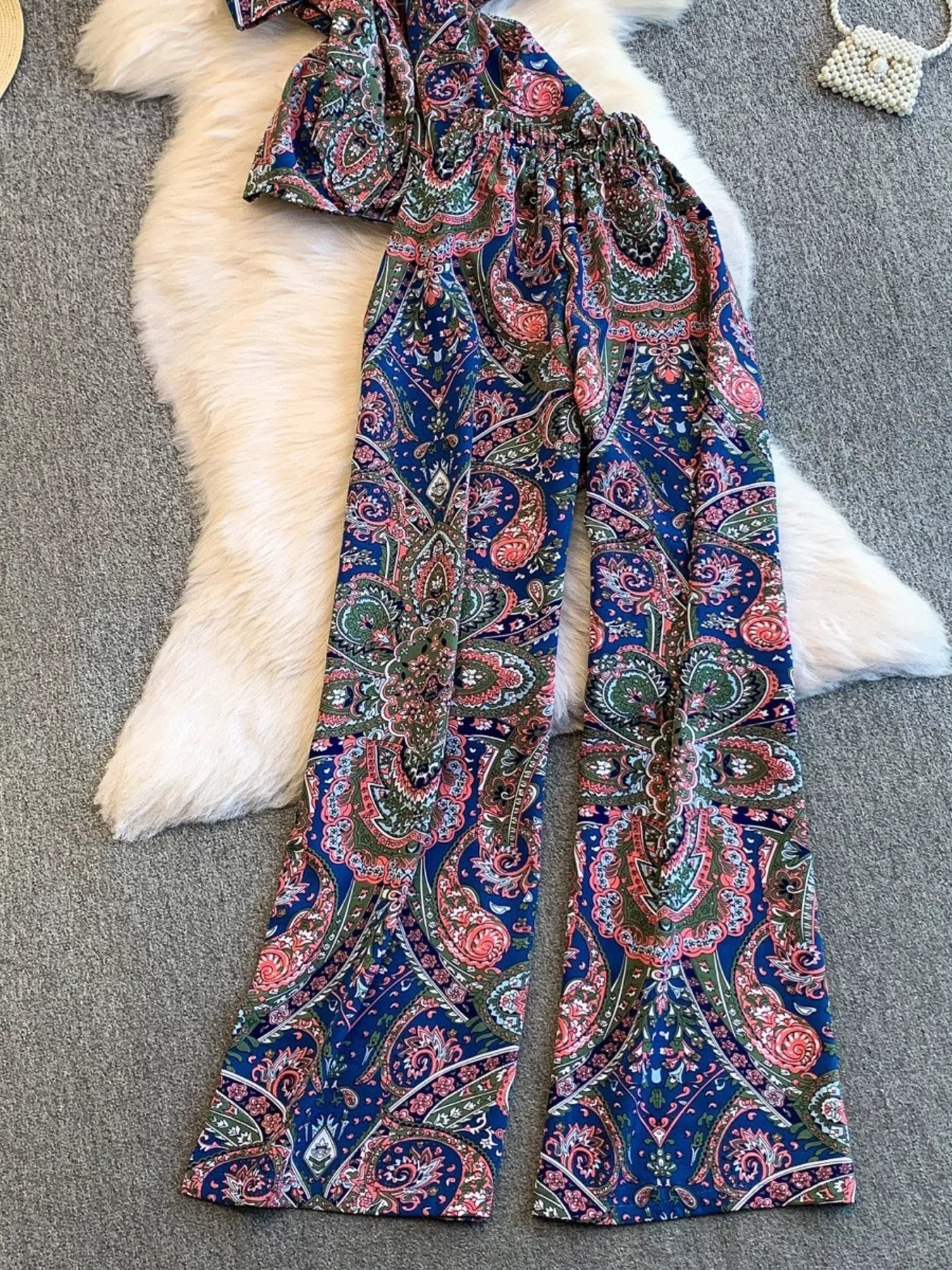 Printed Cami and Wide Leg Pants Set New Era Fashion LLc